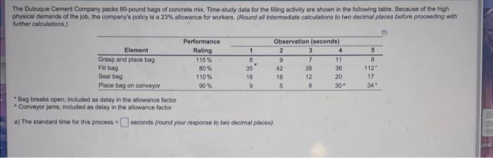 b The Dubuque Cement Company packs 80 pound bags