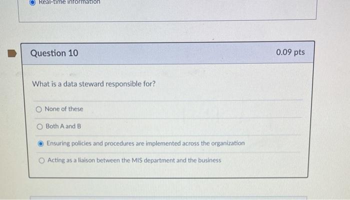 Real-time information Question 10 0.09 pts What