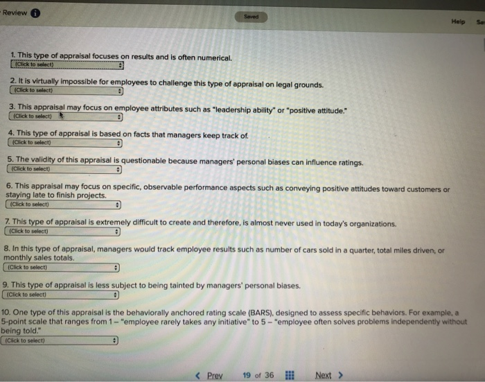 Review 1. This type of appraisal focuses on