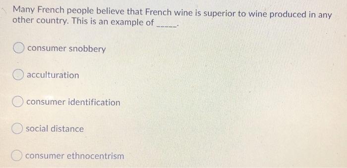 *consumer behavior* 1 Many French people believe