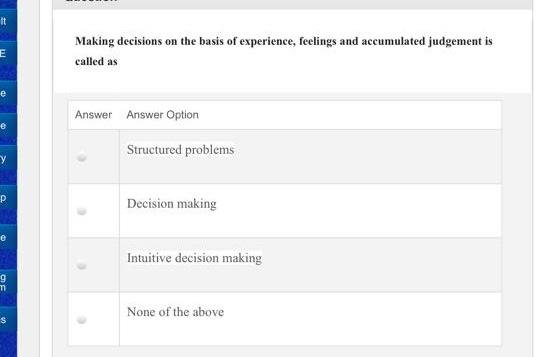 It Making decisions on the basis of experience,
