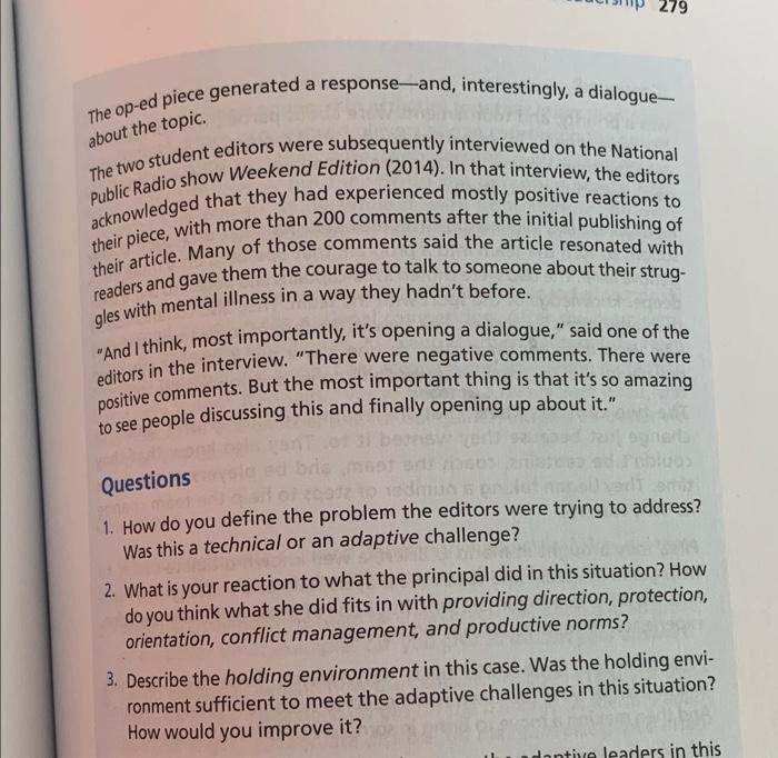 Case study 11.1... Please anwser in your own