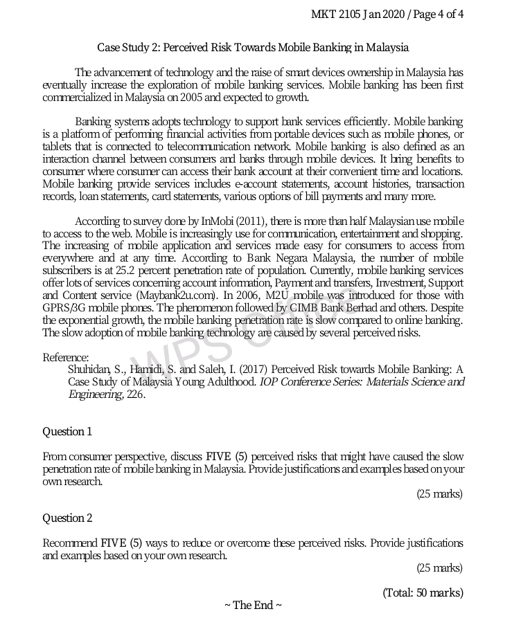 MKT 2105 Jan 2020 / Page 2 of 4 Case Study 1: A