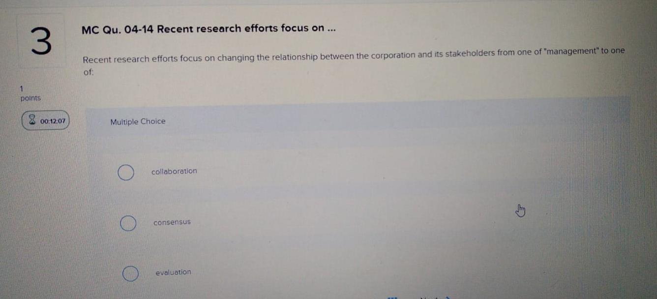 MC Qu. 04-14 Recent research efforts focus on ...