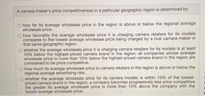 A camera-maker's price competitiveness in a