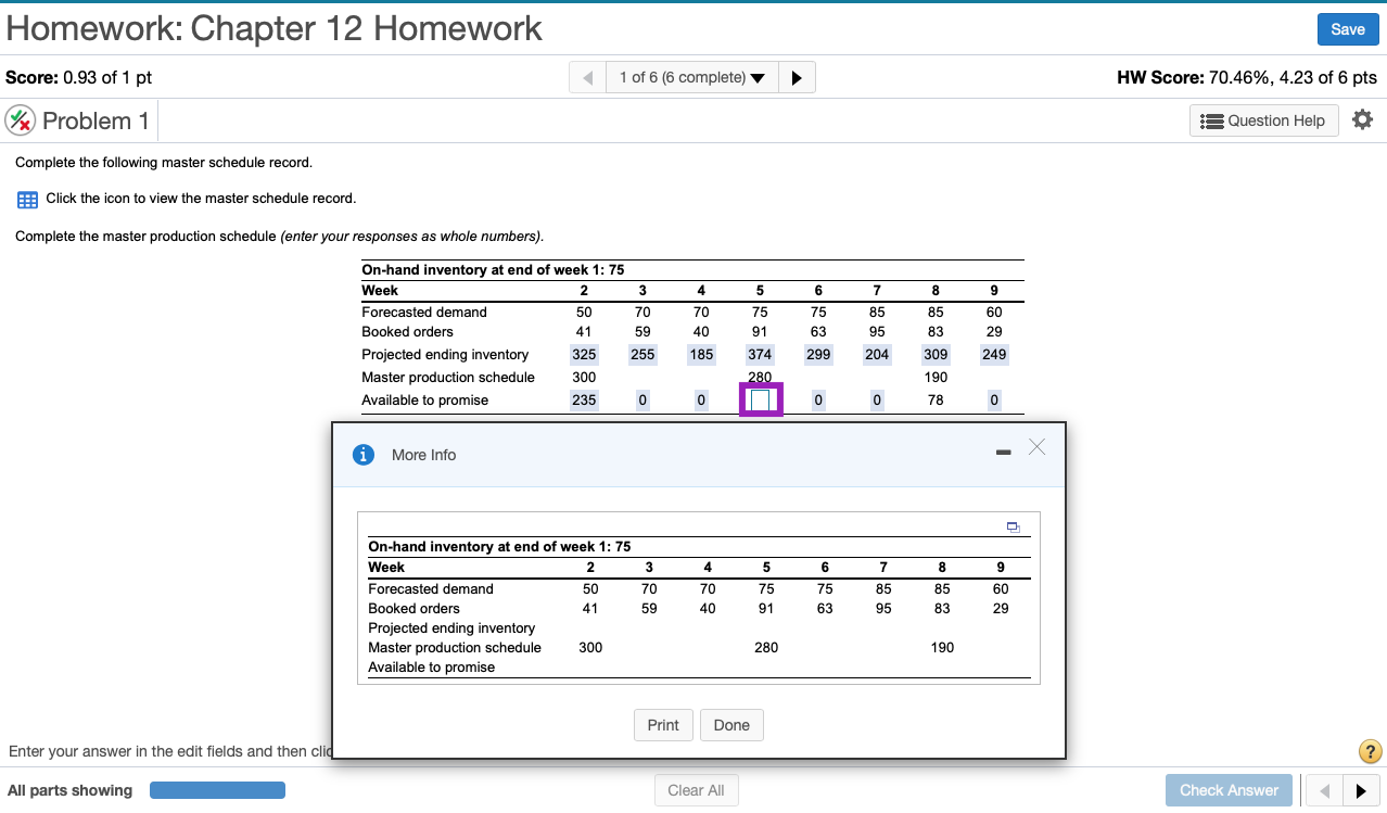 Complete the master production schedule (enter