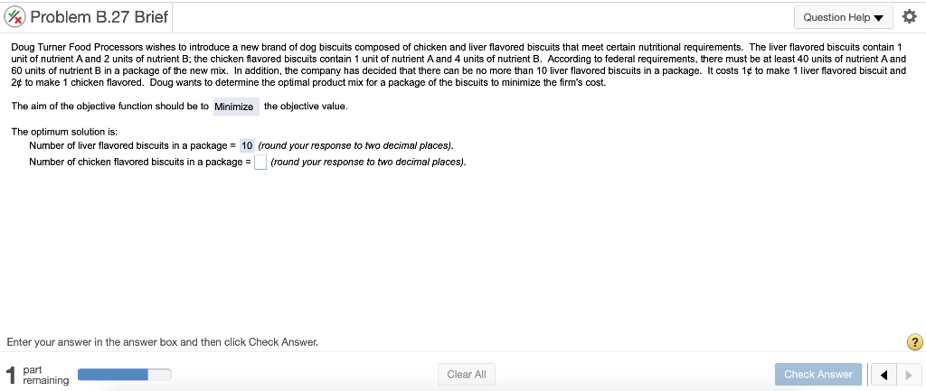 Problem B.27 Brief Question Help Doug Turner Food