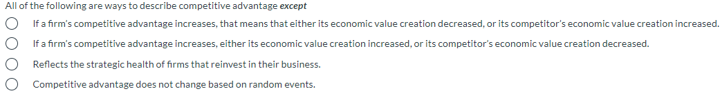 OOOO All of the following are ways to describe