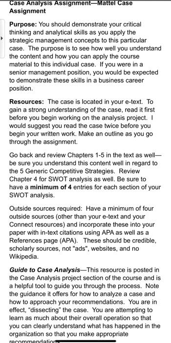 Case Analysis AssignmentMattel Case Assignment