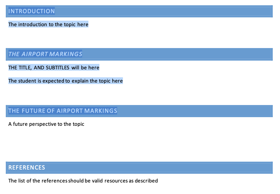 The students are expected to select one of the