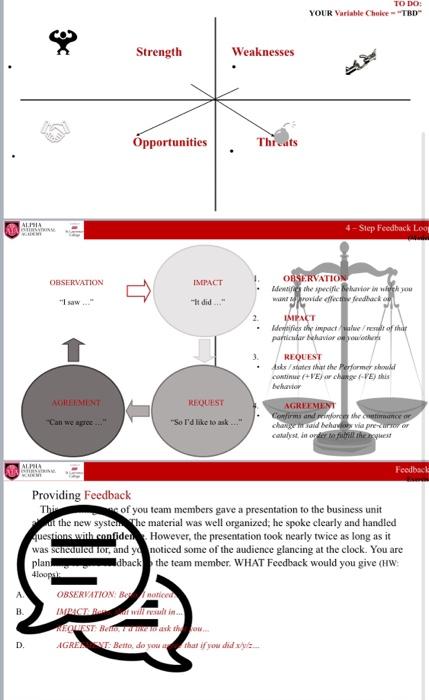 Providing Feedback Thir me of you team members