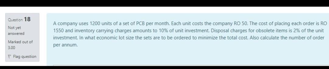 urgent Question 18 Not yet answered A company