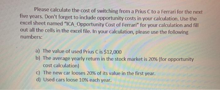 Please calculate the cost of switching from a