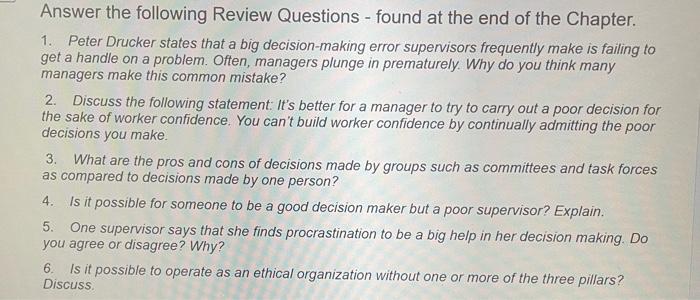 Answer the following Review Questions - found at