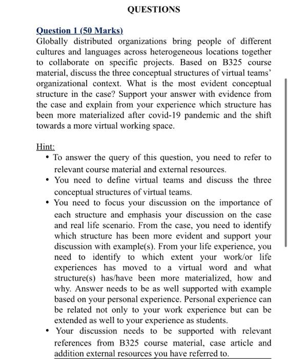 QUESTIONS Question 1 (50 Marks) Globally