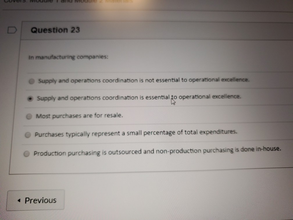 UVVUUTTU VUUthe Question 23 In manufacturing