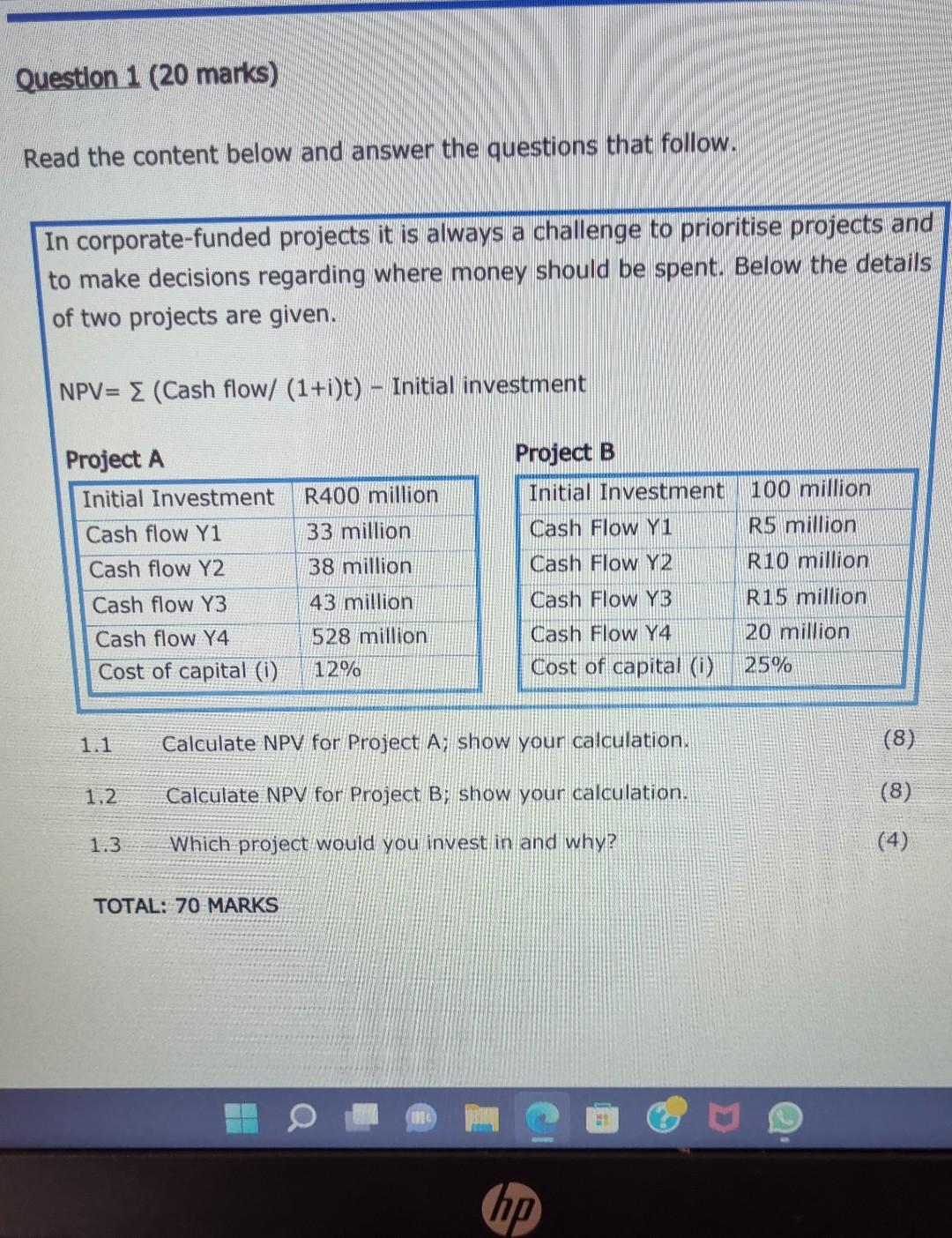 Question 1 (20 marks) Read the content below and