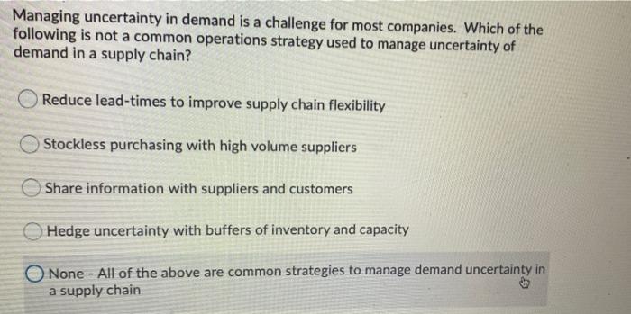 Managing uncertainty in demand is a challenge for
