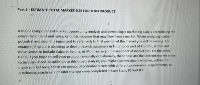 Part 3 - ESTIMATE TOTAL MARKET SIZE FOR YOUR