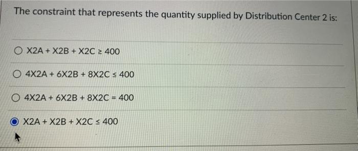 The following table represents the cost to ship
