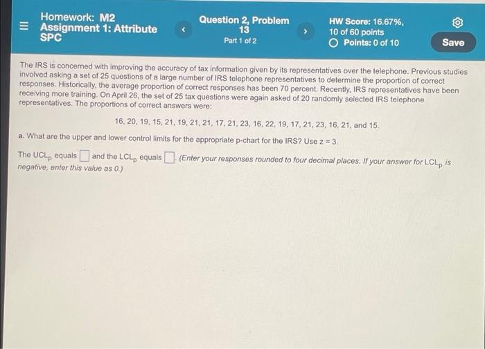 Homework: M2 Assignment 1: Attribute SPC Question