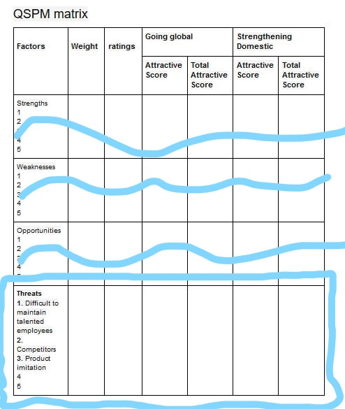 Create a QSPM matrix. for GOOGLE List at least 5