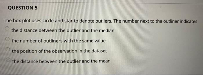 QUESTION 5 The box plot uses circle and star to