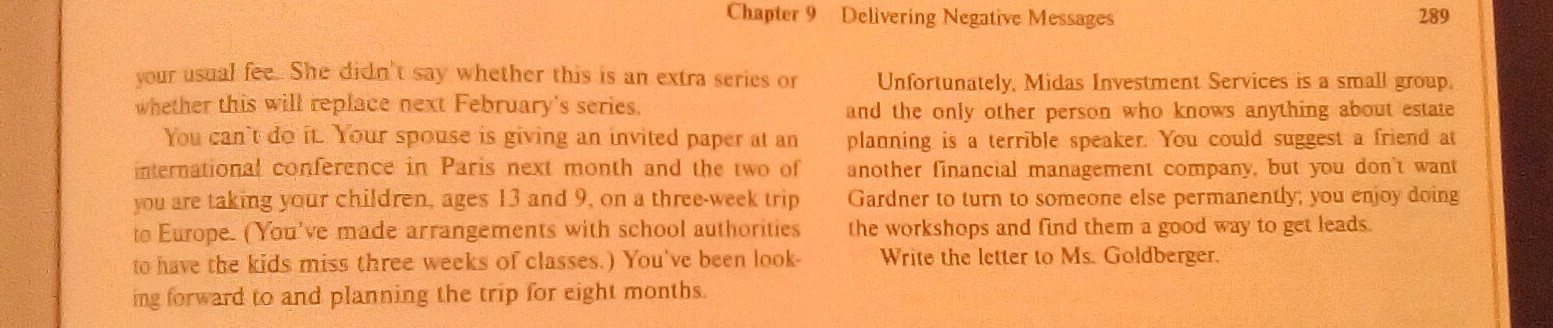 9.18 Turning Down a Faithful Client You are Midas