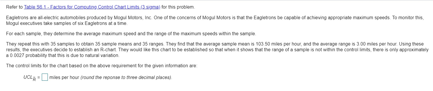 Refer to Table 96.1 - Factors for Computing