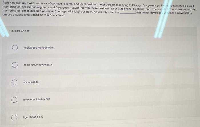 Pete has built up a wide network of contacts,