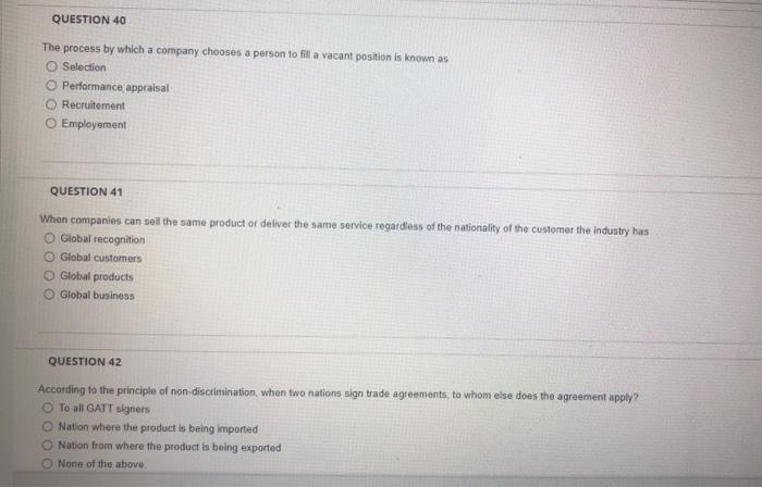 The process by which a company chooses a person