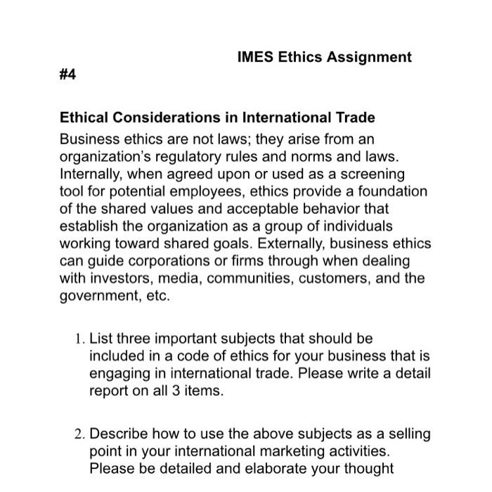 Please give unique and brief answer. Ethical