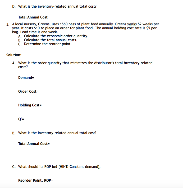 Chapter 9: Inventory Management 1. Custom