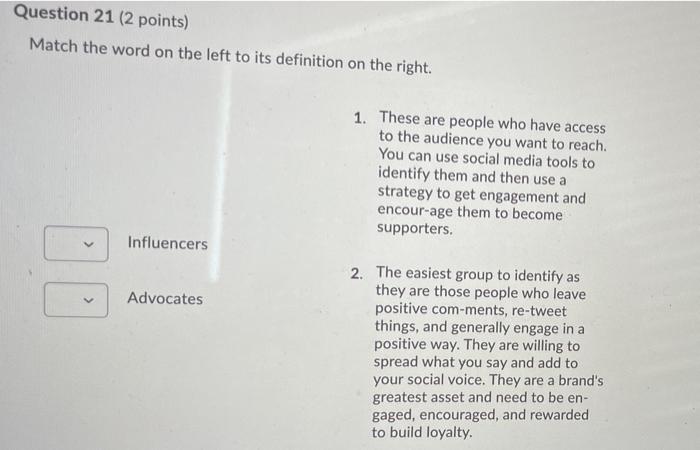 Question 20 (5 points) Match each stage of