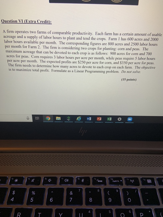 Question VI (Extra Credit): A firm operates two