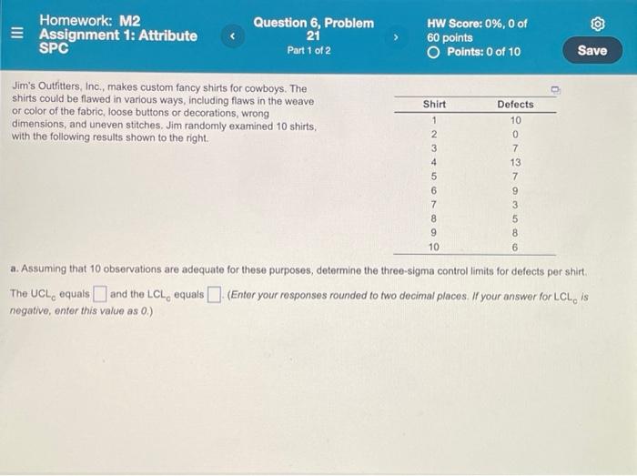Homework: M2 Assignment 1: Attribute SPC Sample 1