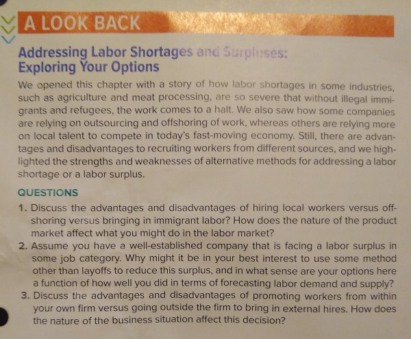 Human Resources Management A LOOK BACK Addressing