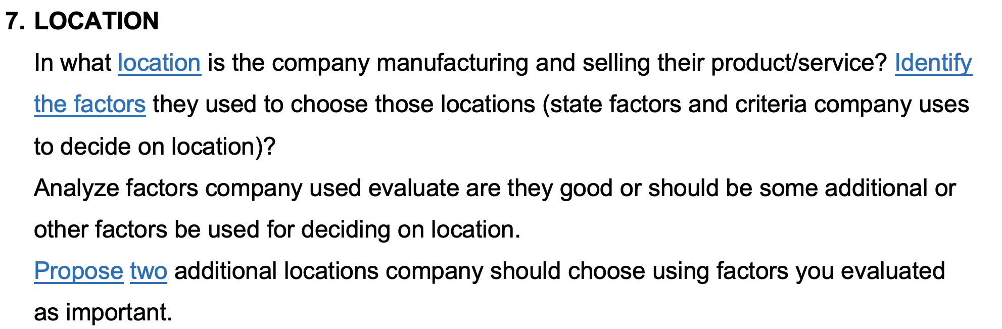 write about Nike location 7. LOCATION In what