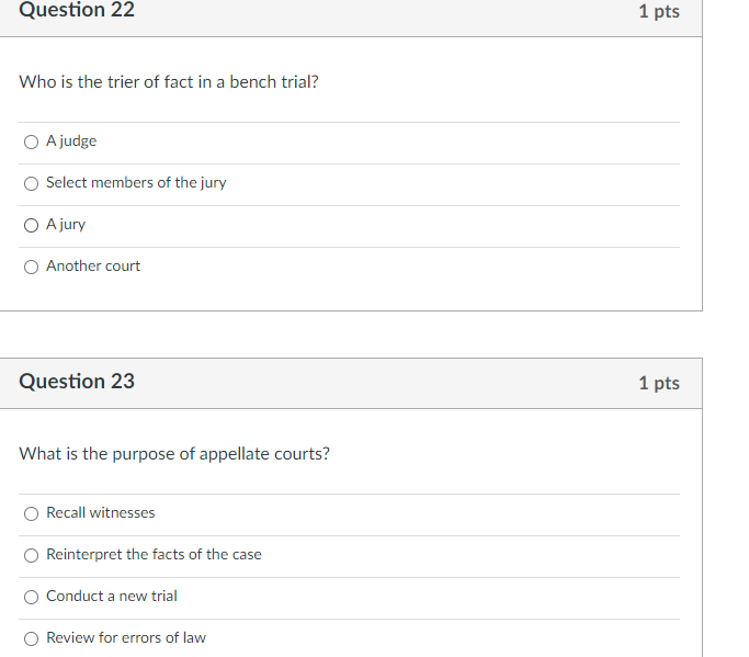 Q.10: For what reason might an appeal be won? a.