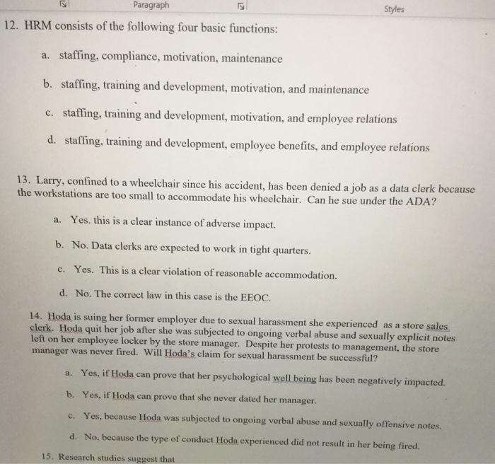 Styles Paragraph 12. HRM consists of the