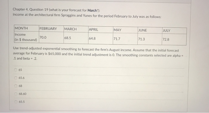 Chapter 4 Question 19 (what is your forecast for