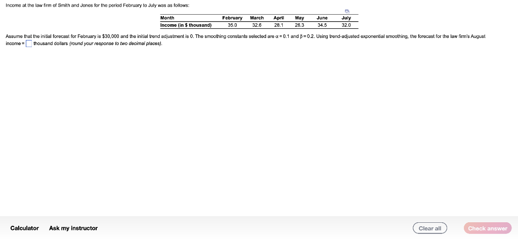 Income at the law firm of Smith and Jones for the