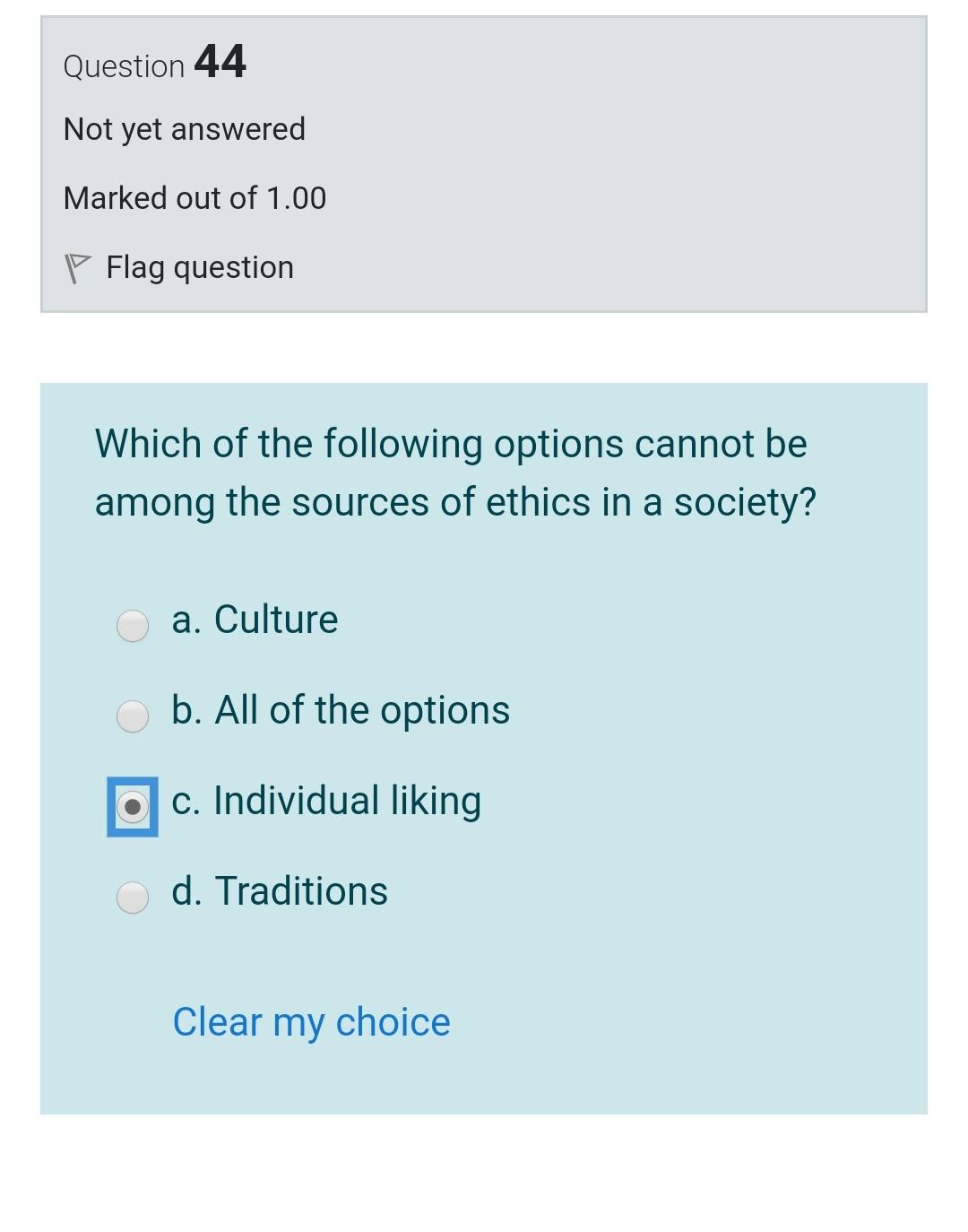Question 44 Not yet answered Marked out of 1.00 P