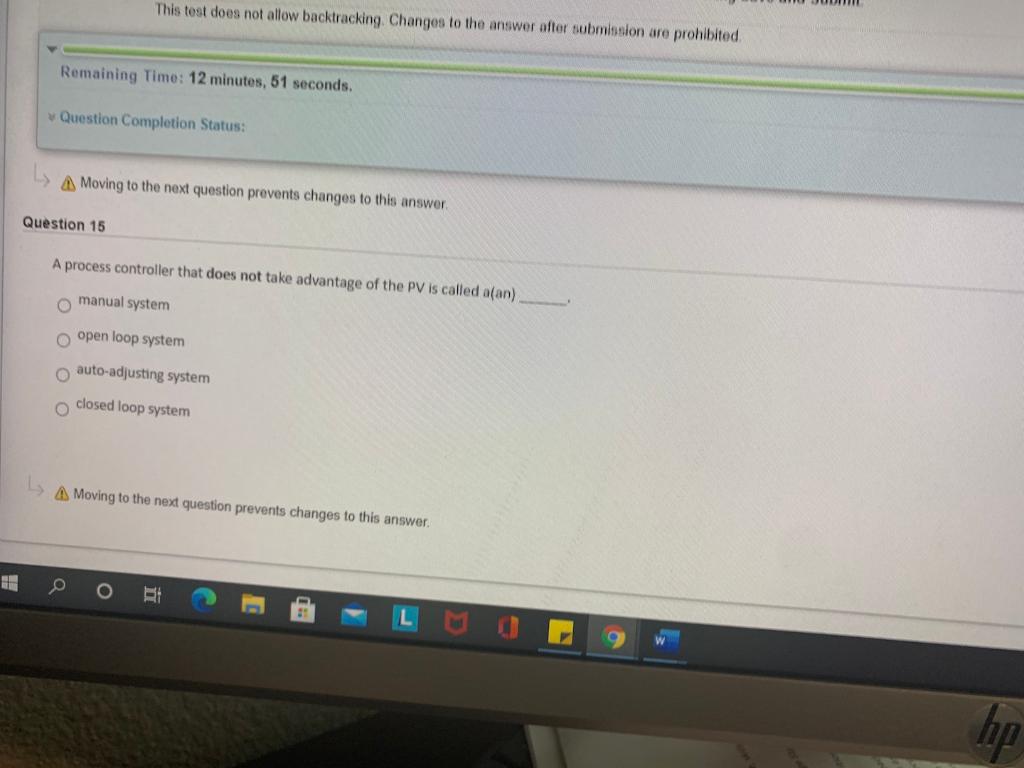 This test does not allow backtracking Changes to