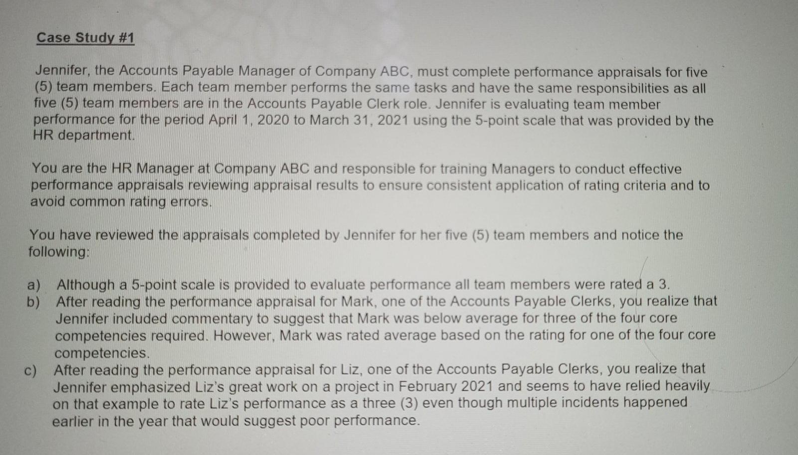 Case Study #1 Jennifer, the Accounts Payable