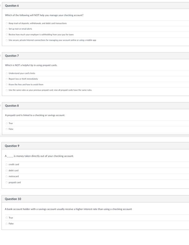 Question 6 Which of the following will NOT help