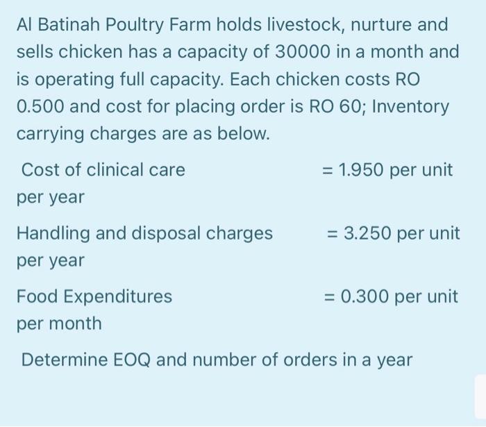 urgent please Al Batinah Poultry Farm holds