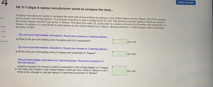 4 Check my work PA 11-7 (Algo) A laptop