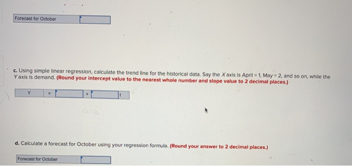 Historical demand for a product is as follows: