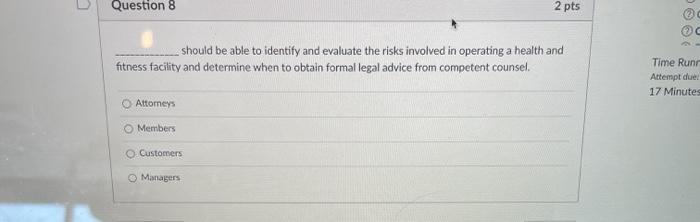 Question 8 2 pts should be able to identify and